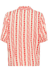 Culture hollie Blouse - Coral/White Graphic