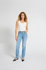 Pulz Karolina HW Jeans Straight Leg - Light Blue