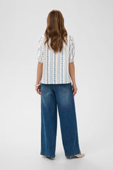 Culture hollie Blouse - Blue/White Graphic