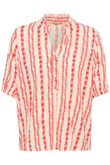 Culture hollie Blouse - Coral/White Graphic