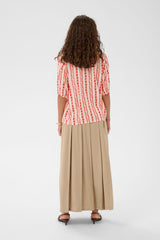 Culture hollie Blouse - Coral/White Graphic