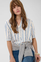 Culture hollie Blouse - Blue/White Graphic