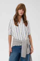 Culture hollie Blouse - Blue/White Graphic