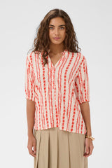 Culture hollie Blouse - Coral/White Graphic