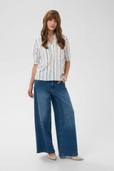 Culture hollie Blouse - Blue/White Graphic