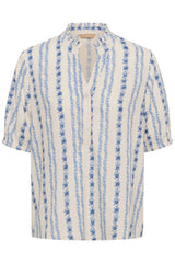 Culture hollie Blouse - Blue/White Graphic