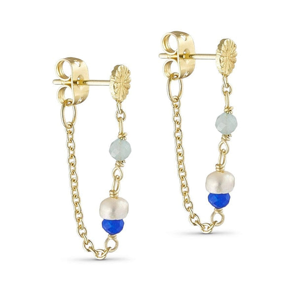 Pure by Nat Earring W Pearls Goldplated blue - 45779