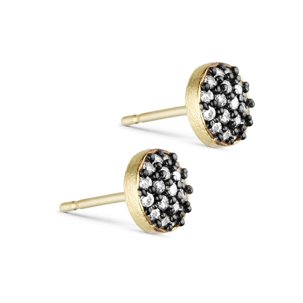 Pure By Nat Round Post Earrings W. Zircons - Black