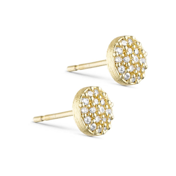 Pure By Nat Round Post Earrings W. Zircons - Gold