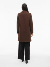 Vila Claudia Button Coat - Coffee Bean