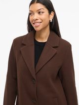 Vila Claudia Button Coat - Coffee Bean