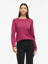 Vila Viril O-Neck L/S Knit Top - Anemone