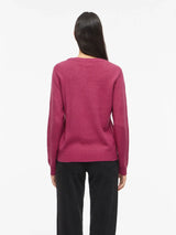 Vila Viril O-Neck L/S Knit Top - Anemone