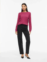 Vila Viril O-Neck L/S Knit Top - Anemone