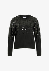 Vila Visiquin O-Neck L/S Glitter Knit Top - Black
