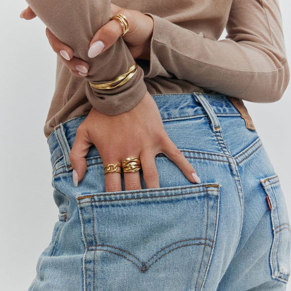 Pure By Nat Cleo Wide Ring - Gold