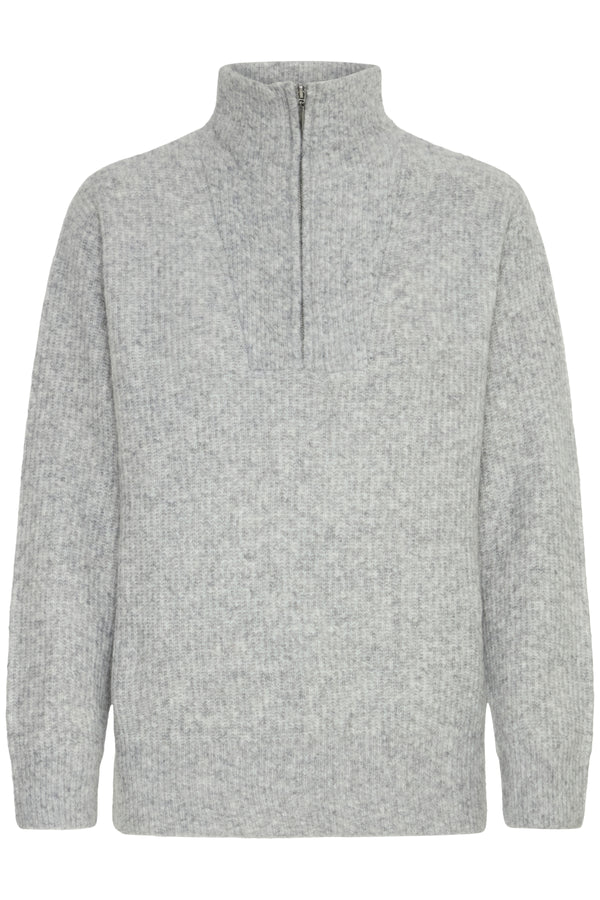 Pulz Astra Zipper Roll Neck Pullover - Grey