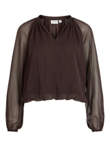 Vila Siras L/S V-Neck Top - Coffee Bean