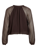 Vila Siras L/S V-Neck Top - Coffee Bean