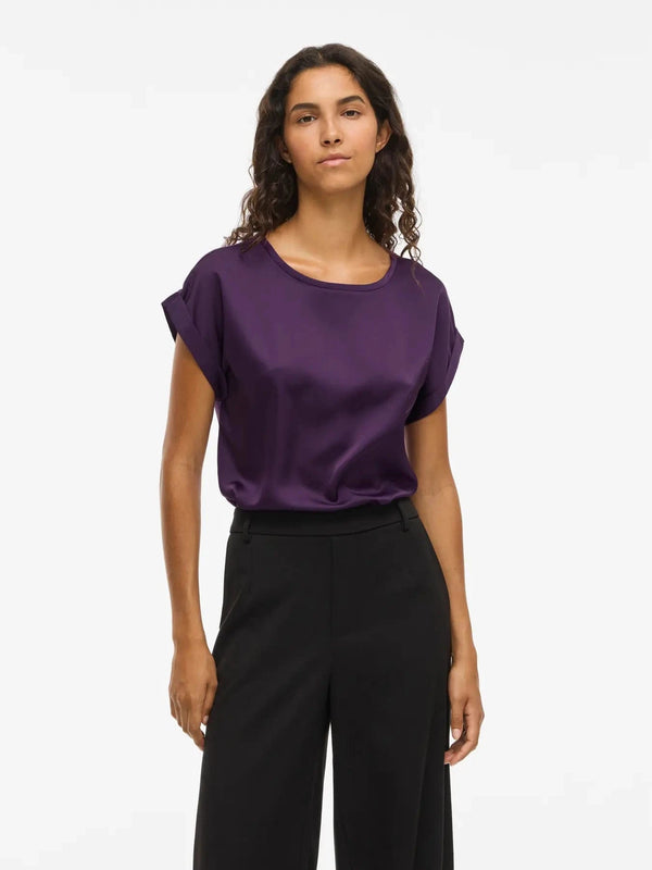 Vila Ellette satin top - Purple