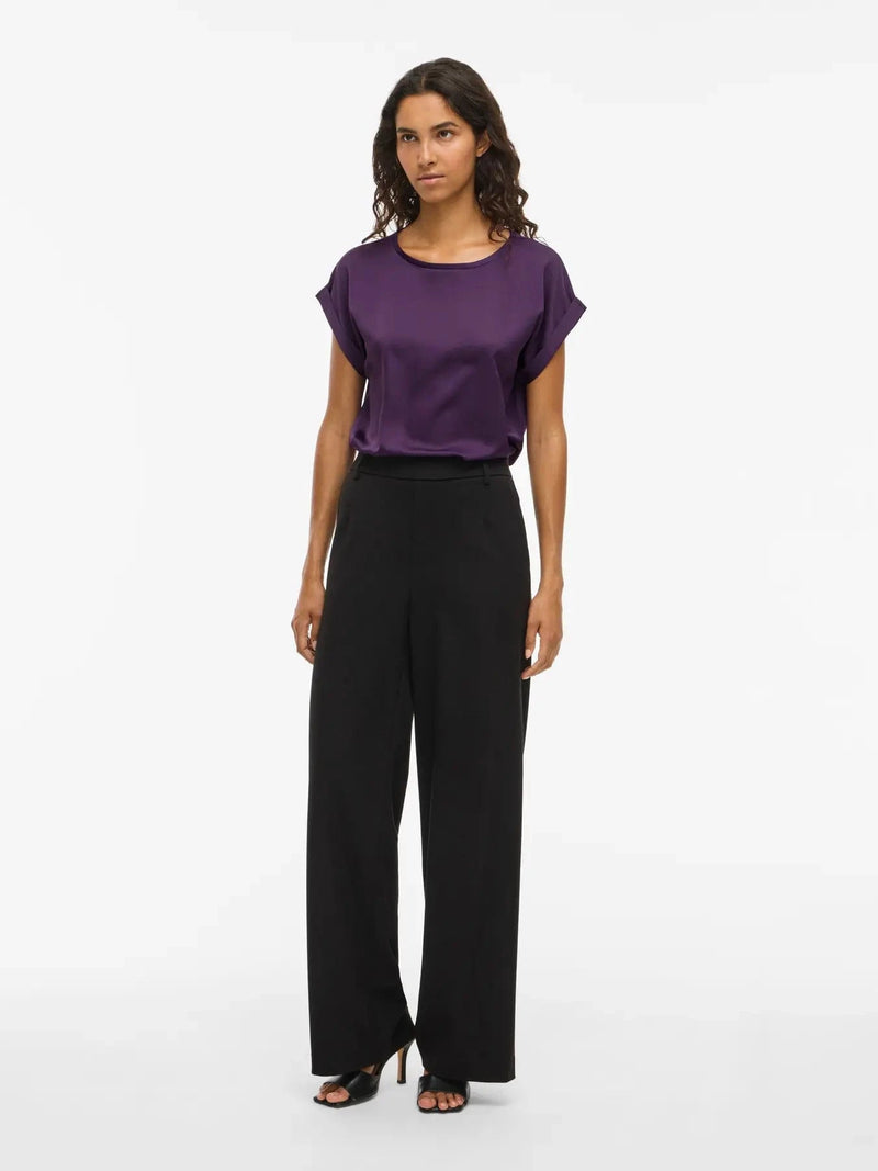 Vila Ellette satin top - Purple