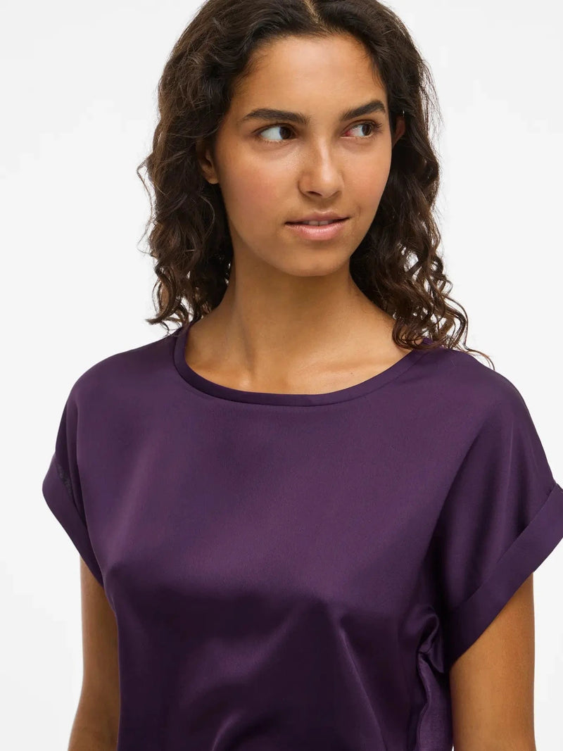 Vila Ellette satin top - Purple
