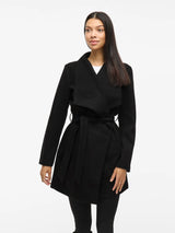 Vila Cooley Collar Belt Coat - Black