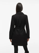 Vila Cooley Collar Belt Coat - Black