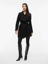 Vila Cooley Collar Belt Coat - Black