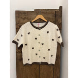 Not Sisters T-shirt Cardigan with Hearts - Off White