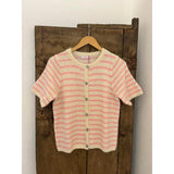 Not Sisters Striped T-shirt Cardigan - Off White/Light Pink