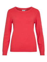 Vila Viril O-Neck L/S Knit Top - Hibiscus