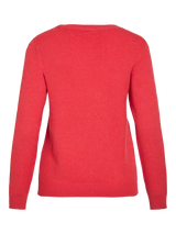 Vila Viril O-Neck L/S Knit Top - Hibiscus
