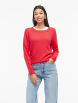 Vila Viril O-Neck L/S Knit Top - Hibiscus