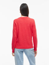 Vila Viril O-Neck L/S Knit Top - Hibiscus
