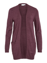 Vila Viril Open L/S Knit Cardigan - Fig Dark Melange