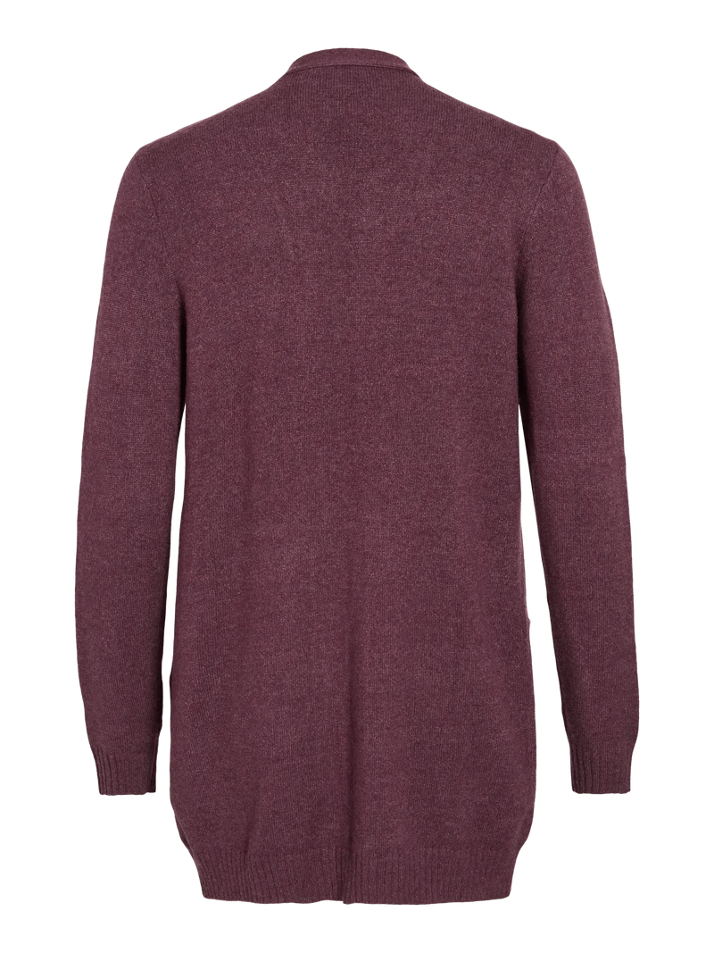 Vila Viril Open L/S Knit Cardigan - Fig Dark Melange