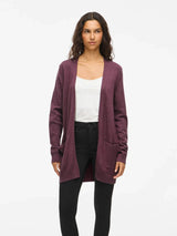 Vila Viril Open L/S Knit Cardigan - Fig Dark Melange