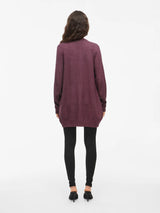 Vila Viril Open L/S Knit Cardigan - Fig Dark Melange