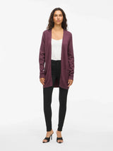 Vila Viril Open L/S Knit Cardigan - Fig Dark Melange