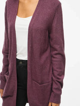 Vila Viril Open L/S Knit Cardigan - Fig Dark Melange