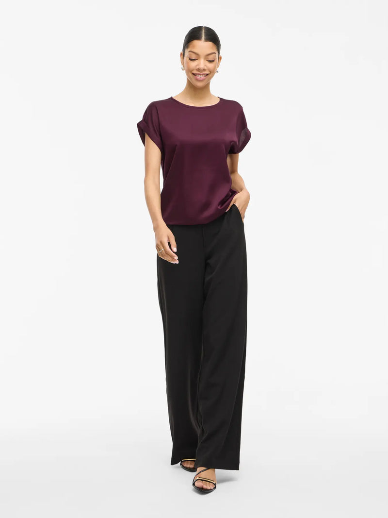 Vila Ellette satin top - Fig