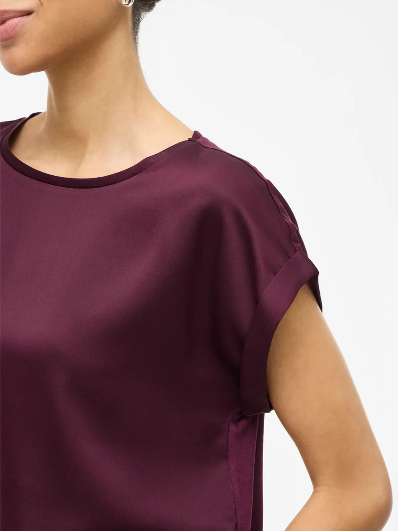 Vila Ellette satin top - Fig