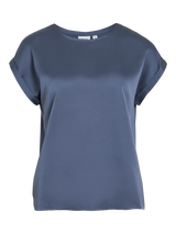 Vila Ellette satin top - Vintage Indigo