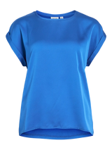 Vila Ellette satin top - Victoria Blue