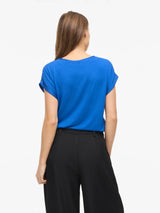 Vila Ellette satin top - Victoria Blue