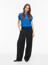 Vila Ellette satin top - Victoria Blue