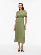 Vila Lisa S/S Mdi Smock Dress - Olivine