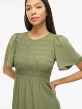 Vila Lisa S/S Mdi Smock Dress - Olivine