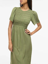 Vila Lisa S/S Mdi Smock Dress - Olivine